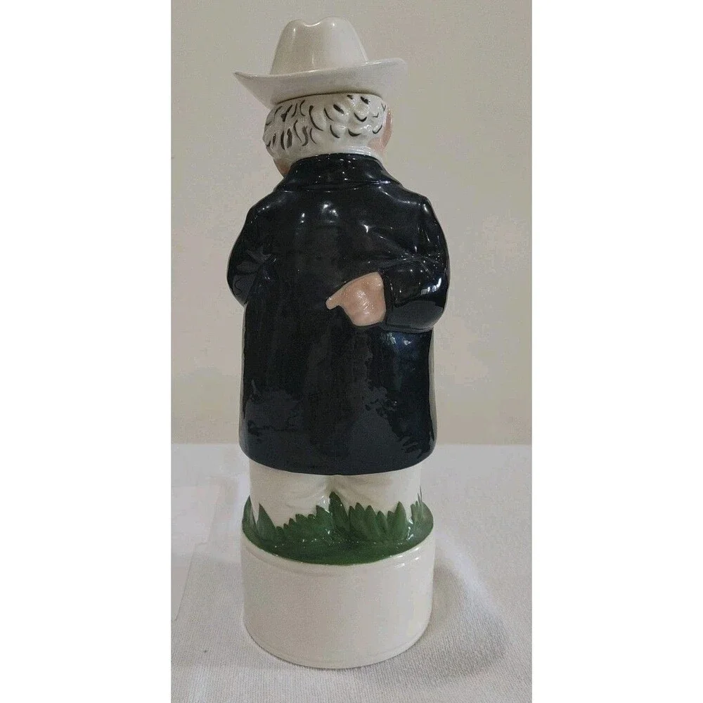 Southern Gentleman- Bourbon Decanter, Vintage - cigar, pocket watch chain, hat